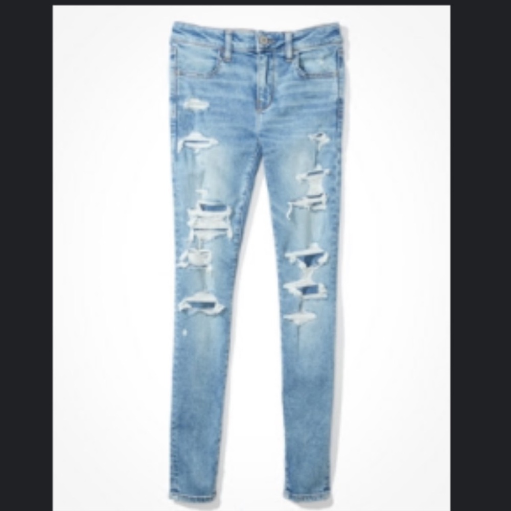 American Eagle Next Level Stretch High-Waist Ripped Jeggings Size 8 Short